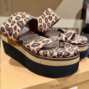 Naked Feet Leopard Print Platform Sandals